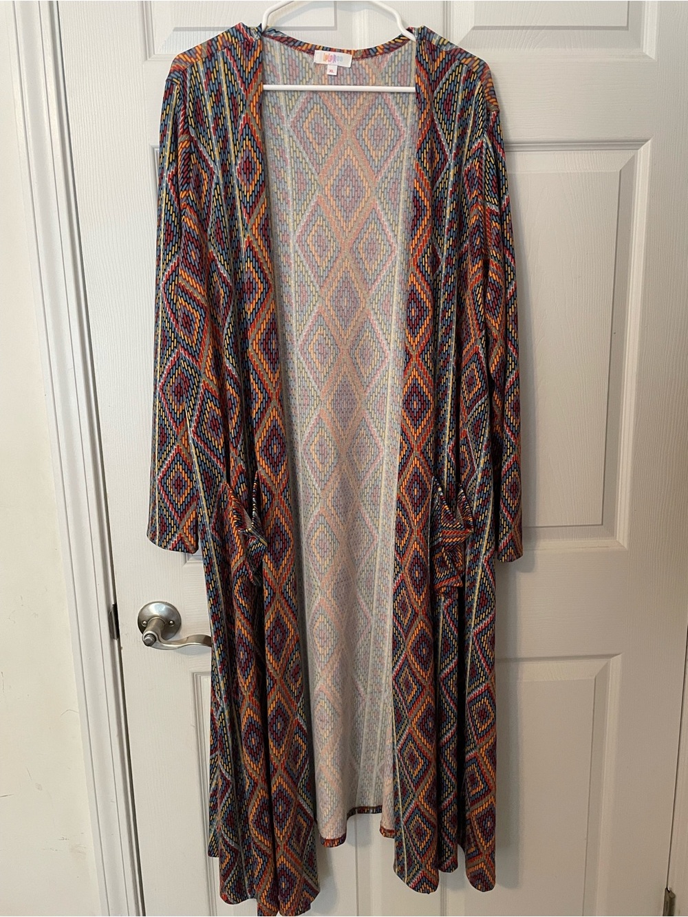 Lularoe Sarah XL Rainbow Diamond Geometric Argyle Snakeskin kimono/cardigan